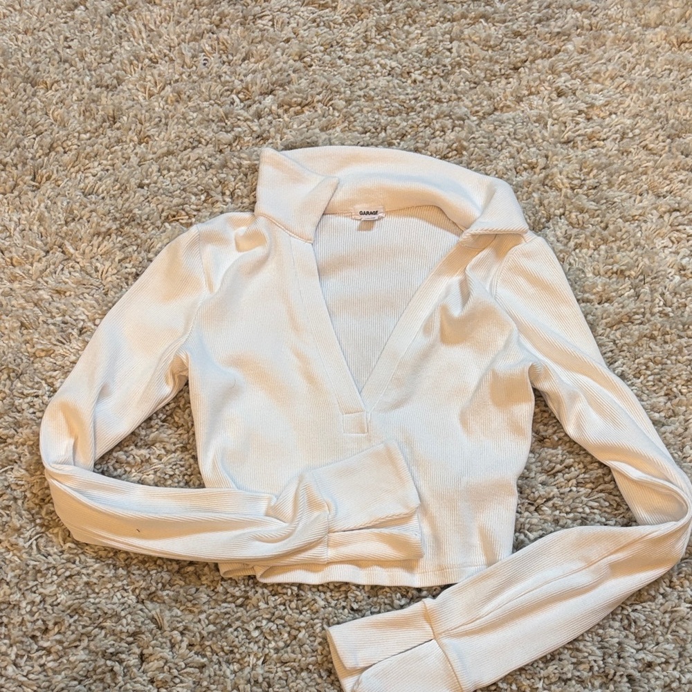 Garage Cream Ribbed Top